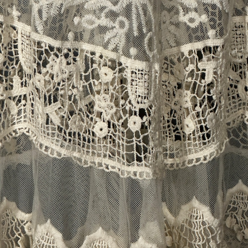 Anthropologie Pins & Needles Tank Small Ivory Lace Sheer Crochet Boho Festival - Picture 10 of 16